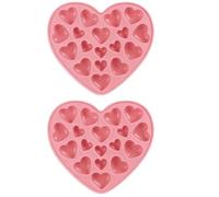 2pcs Heart Shaped Silicone Chocolate Moulds | 18 Cavity Heart Silicone Candy Moulds | Mini Hearts Shaped Mold Ice Cubes for Jelly Fondant Candle Valentine’s Day/Anniversarys/Wedding