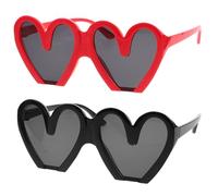 2Pcs Heart Shaped Sunglasses Novelty Party Glasses for Women Creative Birthday Photo Accessories Eye Catching Heart Design for Festivals and Celebrations Lightweight Comfort