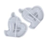 2pcs Heart Silicone Mold for DIY Gypsum Crafts, 14.6x13.6x3cm | Reusable Silicone, Smooth Release, Detail Retention, for Resin Artists, Present Making, White Finish