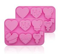 2Pcs Heart Silicone Moulds | Pink Heart Chocolate Moulds Heart Shaped Wax Melt Soap Ice Cube Cake Moulds | Valentine's Day Heart Silicone Moulds for Air Fryer