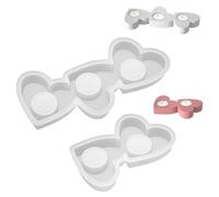 2Pcs Heart Stand Three Hole Holder Molds for Making Holder Tealight Stand Room Decorations Molds