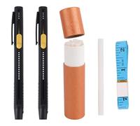 2pcs Heat Erasable Fabric Marker for Cotton & Knitted Fabrics, Heat Erasable Fabric Marking Chalk Pens Pencil for Sewing Quilting DIY Crafts Includes 20 Refills & Soft Measuring Tape (Random Color)