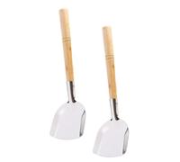 2pcs Heat Resistant Wok Spatula Wooden Handle Iron Cooking Utensil