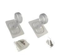 2pcs Heavy-Adhesive Ceiling Curtain Rod Brackets - No Drilling Installation, Adjustable Height, 1.2inch Diameter Holders Suitable for Homes and Hotels(Transparent 2pcs)