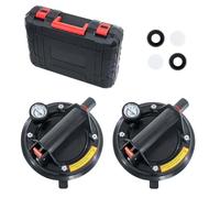 2pcs Heavy Duty 8" Vacuum Glass Suction Cups with Pressure Gauge - Max Load 220KG - Rubber Lifters for Glass, Granite, Tile - With Carry Case & Replacement Parts