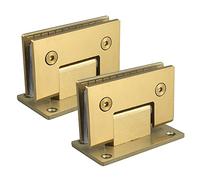 2pcs Heavy Duty 90 Degree Glass Door Cupboard Showcase Cabinet Clamp Glass Shower Doors Hinge Replacement Part Wall-to-Glass,Stainless Steel Brushed Nickel Gold (90 Degree)