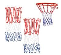 2PCS Heavy Duty Basketball Net Replacement, 12 Loop Standard Tri- Colour Netball Net, Strong and Durable Basketball Replacement for Indoor and Outdoor Use