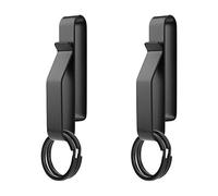2Pcs Heavy Duty Belt Key Holder with 4Pcs Metal Key Rings, Stainless Steel Black Men Keychain Tactical Key Holder Clip for 1.5-2.25inch Wide Duty Belts for Police and Fire Agencies