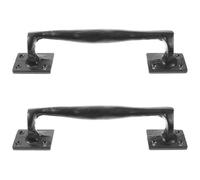 2pcs Heavy Duty Black Metal Barn Door Handle for Thick Wooden Doors | Iron Pull, Rustic Vintage Farmhouse Style, Scratch Resistant Finish, for Commercial Spaces and Residential Gates