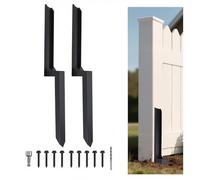 2Pcs Heavy Duty Fence Post Repair Spike-Alloy Steel Black Fence Post Anchor | with Screws & Sockets for Repairing Tilted or Broken Wooden Posts