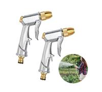 2pcs Heavy Duty Garden Hose Nozzle 100% Heavy Duty Hose Pipe Spray Gun Water Gun Garden Hose Spray Gun Hose Spray Gun Metal for Car & Pet Washing, Plants Watering Garden Hose Gun