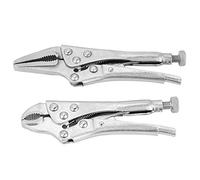 2Pcs Heavy Duty Locking Pliers Set - Straight & Curved Jaw Mole Wrenches, High Carbon Steel Grip Clamps, Adjustable Vice Grips for DIY, Plumbing & Workshop Use - Durable Tool Kit