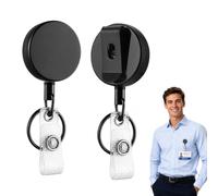 2Pcs Heavy Duty Metal Retractable Badge Reel for Badge Holder Retractable Lanyard and Keychain All Metal Casing with Stainless Steel Spring Coil Reinforced 68cm Nylon Rope Belt Clip and Key Ring