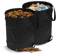 2pcs Heavy Duty Pop Up Garden Waste Bags 10 Gallon Reusable Garden Sacks with Handles Collapsible Refuse Rubbish Bag Waterproof Garden Waste Sack for Plant Leaf Trash Debris Outdoor Camping Yard(2pcs)