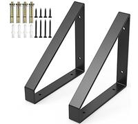 2PCS Heavy Duty Shelf Brackets,8" Metal Wall Brackets Steel Triangle Bracket,300lbs Load Garage Workshop Home Shelf Brackets,Industrial Shelf Supports