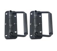 2pcs Heavy-Duty Spring Loaded Chest Handles with Black Rubber Grip, Shock-Absorbing Retractable Iron Pulls for Toolboxes, Cabinets, Packaging Boxes, Wooden Crates, Industrial and Flight Case