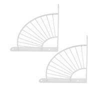 2pcs Heavy Duty Triangle Shelf Bracket Wall Mounted Metal Support | White Iron Finish, Decorative Fan Shaped Design, Includes Screws, for Living Room Garage Storage