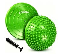 2PCS Hedgehog Balance Pods, Pimples Pilates Ball with Pump for Adults | Half Spiky Fitness Domes, Foot Massage, Stability Training, Balancing Therapy, Yoga Exercise, 8cm Height, 16cm Diameter
