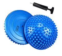 2PCS Hedgehog Balance Pods, Pimples Pilates Ball with Pump, Half Spiky Fitness Domes for Kids Adults Sports, Foot Massage, Stability Training, Muscle Balancing Therapy, Yoga Exercise (A)