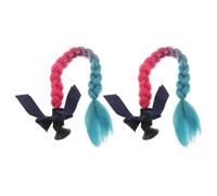 2pcs Helmet Decoration Braid with Bow, Cute Gradient Triple Accessory | High Temperature Wire and Synthetic Fibres, Quick Release Design, for Scooter Riders and Modular Helmets