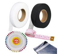 2Pcs Hemming Web 60 Meters Iron On Hemming Tape No Sewing Required Hemming Tape Breathable Invisible Mending Tape for Fabric with Tape Measure for Ironing Bonding Patching Trousers Curtains Clothes