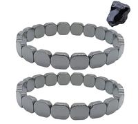 2Pcs Hemys Hematite Bracelet for Men,Hematite Bracelets Men,Black Hematit/e Gemstone Bracelet,Mens Hematit/e Bracelets Gifts for Dad,Husband,Boyfriend,Restore Your Innate Confidence and Motivation