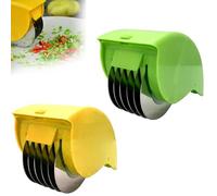 2pcs Herb Roller Mincer,Herb Mill Chopper Cutter Mince,Manual Hand Scallion Chive Mint Cutter with 6 Stainless Steel Blade,Detachable Washable Choppers for Cilantro Scallion Parsley