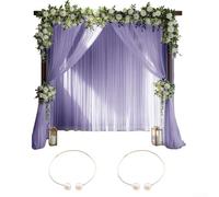 2PCS Hexagon Tulle Backdrop Curtains Wedding Party Drapes for semi Sheer Fabric with Buckles for Photography Background Studio(purple)