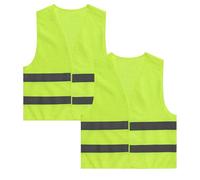 2Pcs Hi Vis Vests, Fluorescent Green Jackets, High Visibility Vest, Safety Reflective Jacke for Adult, Kids, Men and Women, Fit Construction Worker Work, Road Cycling, Running