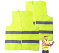 2Pcs Hi Vis Vests, High Visibility Safety Vest Reflective Yellow, Adjustable Universal Size for Adults & Kids - Construction, Running, Road Cycling, Traffic Work