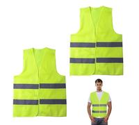 2Pcs Hi Vis Vests,High Visibility Vest,Fluorescent Green Jackets,Safety Reflective Jacke,Adjustable High-Visibility Gilet for Adult/Kids/Men/Women,Fit Construction Worker Work/Running/Road Cycling