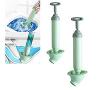 2Pcs High Pressure Plunger Toilet Unblocker, Air Power Drain Clog Remover Tool, Sink Curved Drain Unblocker for Toilet, Bathtub, Sink (Green)
