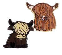 2PCS Highland Cow Hard Enamel Pin Cute Cartoon Brooch Pins Clothing Bag Decor