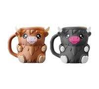 2PCS Highland Cow Ice Pint Holder, Leak Proof Beer Can Sleeve with Anti-Freeze Handle, Ice Cream Pint Sleeve Bowls Cooler Container for Kitchen Gadgets