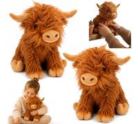 2PCs Highland Cow Soft Toy 23cm - Cuddly Plushies Stuffed Animal for Children, Huggable Cuddly Stuffed Toy Kids, Cute Plush Gift for Scotland Lovers, Collectors & Cattle Fans