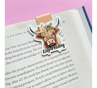 2PCS Highland Cow with Flower Magnetic Bookmarks for Women,Book Marks for Reading Lovers Gifts,Book Markers Clip for Women Teachers Bookclub Books Lovers Reading,Teacher Gift,Cow Gifts for Women Men
