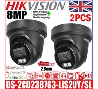 2Pcs Hikvision DS-2CD2387G3-LIS2UY/SL 8MP ColorVu3.0 IP POE Camera Dual-Mic UK