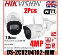 2PCS Hikvision DS-2CV2041G2-IDW 4MP WiFi IP Bullet Camera Mic Speaker 2-way Talk