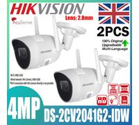 2PCS Hikvision DS-2CV2041G2-IDW 4MP WiFi IP Bullet Camera Mic Speaker 2-way Talk