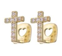 2pcs Hip Hop Style Metal Single Front Tooth Cap with Rhinestone Cross | Curved Fit Design for Secure Wear, Streetwear Enthusiasts and Women, for Costume Events and Street Fashion