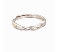 2Pcs His & Hers Couples Matching Rings For Men And Women 925 Sterling Silver Wedding Band Adjustable Bridal Eternity Promise Band Fashion Jewellery 1.5G