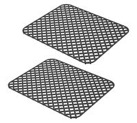 2Pcs Hollow Out Silicone Sink Protector Mats Rollable Heat Resistant Kitchen Sink Mats with Anti-Slip Elevated Feet for Bottom of Countertop(Black)
