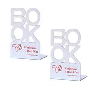 2Pcs Hollowed Letter Metal Book End for Shelves Heavy Duty End Decorative Bookend Stopper for Desk T Shape Bookends