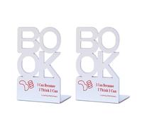 2Pcs Hollowed Letter Metal Book End for Shelves Heavy Duty Metal End Decorative Bookend Stopper for Desk Round Corner Bookends