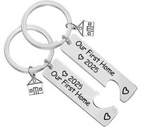 2PCs Home Keyring Couple Gifts 2025 Housewarming for New Homeowner House Moving in Keychain Owner Key Ring Adventures