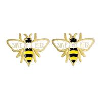 2pcs Honey Bee Brooch Bee Lapel Pins Alloy Brooch Badge Pins for Clothes Bag Jacket Backpack Decoration White Yellow