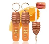 2PCS Honey Lip Oil, Honey Lip Gloss Keychain, Clear Hydrating Bee Lip Balm Gloss, Natural Lip Oil with Hon/ey Vitamin E, Portable Lightweight Non Sticky Cute Lip Gloss For Women Girls
