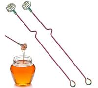 2PCS Honey Spoons, Honey and Syrup Dipper, 10.2-inch Long Handle Stainless Steel Honey Sticks with Hook, PYGHAP Honey Spoon Stirrer Mixing Tool for Honey Jam Jar Dispense (Rainbow)