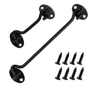 2PCS Hook and Eye Latch Barn Door Latch, Heavy Duty Solid Thicken Stainless Steel Gate Latch, Cabin Easy Lock Hooks and Eye Latch (100mm /4''+200mm/8'', Black)