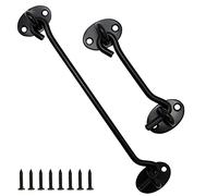 2PCS Hook and Eye Latch Barn Door Latch, Heavy Duty Solid Thicken Stainless Steel Gate Latch, Cabin Easy Lock Hooks and Eye Latch (100mm /4''+200mm/8'', Black)
